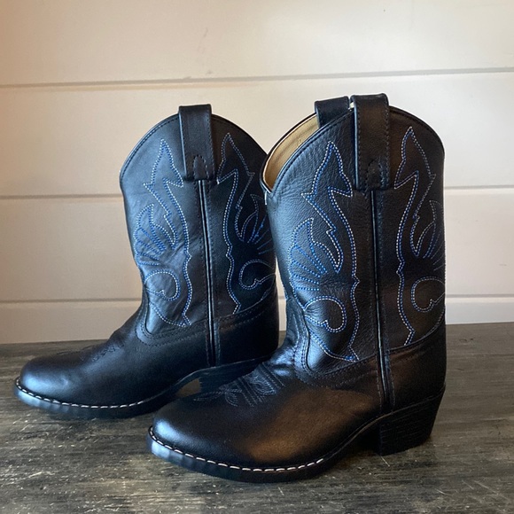 Masterson Boys Black Leather Cowboy Boots Size 12.5 Rare Hard-to-Find Western - Picture 1 of 9